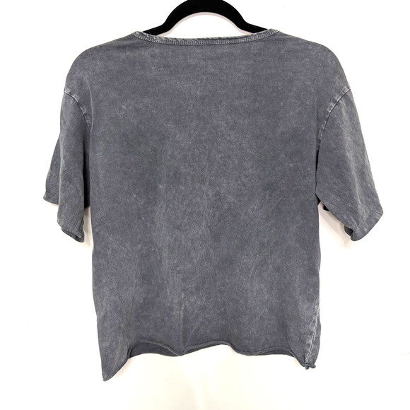 Caution To The Wind Womens M Gray Burnout Crop Tee Motorcycle Graphic Y2K - Picture 2 of 4